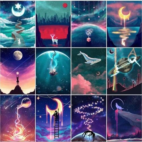 MomoArt Diamond Mosaic Moon Cross Stitch Kits DIY Diamond Embroidery Cartoon Rhinestones Art Painting New Arrival Handmade Hobby