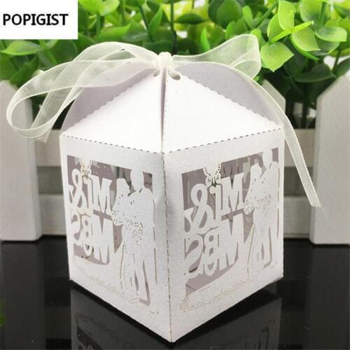 Mr Mrs Wedding Candy Box Sweets Gift Favor Boxes With Ribbon Party Decoration Wedding Gifts For Guests Favors