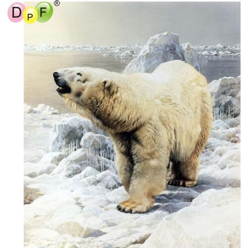 DPF DIY The polar bear 5D diamond mosaic kit square home deco diamond embroidery diamond painting cross stitch crafts needlework