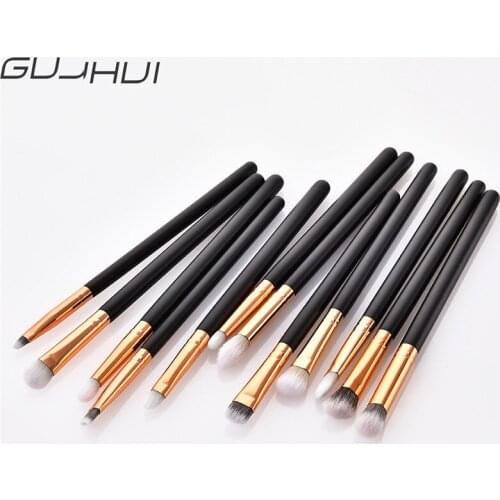 GUJHUI 12Pcs Makeup Brush Cosmetic Brushes Face Nose Brushes Concealer Foundation Eyebrow Eyeliner Blush Powder Makeup Tool