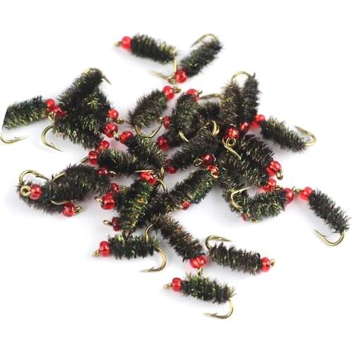 Realistic Fly Fishing Flies Set 100pcs 14# 22# Larvae Beetle Dry Flies Insect Lure for Pike Trout Lure Kit Flyfishing Wholesale