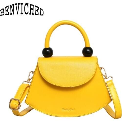 BENVICHED 2021 New Fashion Smiley Women Purses Handbags Girls Round beads Shoulder bags Crossbody simple Small Totes B047