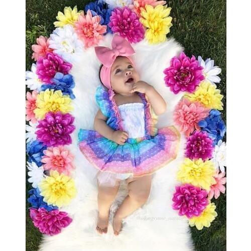 Newborn Kid Baby Girl Clothes Ruffle Tube Tops Tutu Skirt Dress Outfits Set
