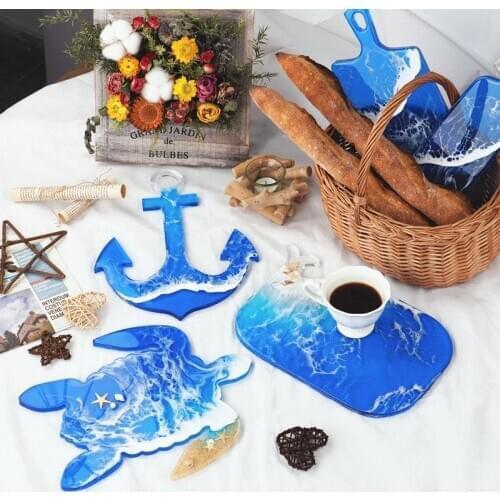 Ocean Series Tray Super Big Silicone Mold Round Whale Fluid Artist Mold Resin Art Making Epoxy Resin Craft Make Your Own Coaster