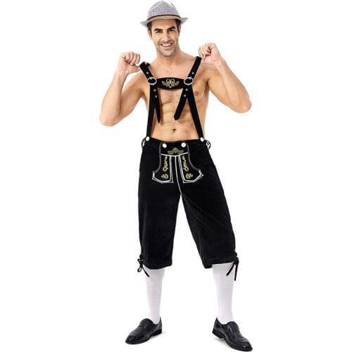 OEM Custom Size M-XXL Oktoberfest Costume Bavaria Beer Outfit Man Lederhosen Suspenders Set Beer Fantasian Party Fancy Dress