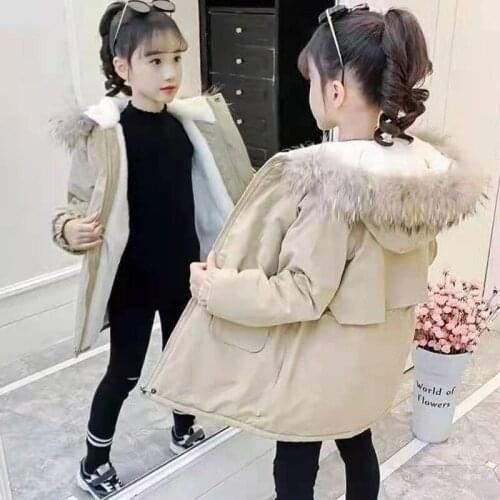 Girls Babys Coat Jacket Outwear 2021 Hooded Thicken Winter Plus Velvet Warm Cotton Fleece High Quality Childrens Clothing