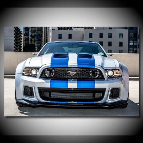 Supercar Posters Fords Mustang GT Muscle Car Front View Picture Silk Wall Art Painting Canvas Prints Living Room Decorations