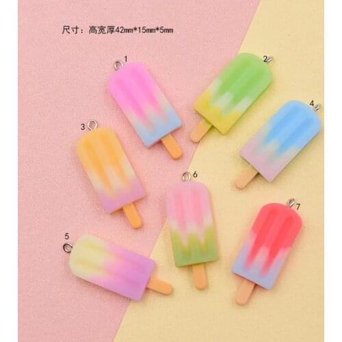 10pcs Cool Gradient 3D Popsicle Resin Charms Mini Simulated Pendant For Jewelry Make DIY Earings Decoration Necklace Keychain