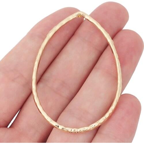 10 x Gold Color Large Open Geometry Ripple Water Drop Connector Charms Pendants for DIY Earrings Jewelry Making 58x40mm