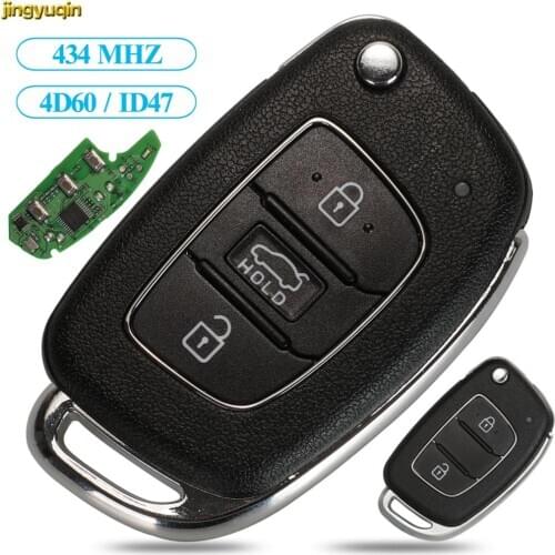 Jingyuqin Remote Flip Car Key Control 433.95/434Mhz 4D60 For Hyundai Verna RKE-4F30 2015DJ2837 Original Factory 2/3 Button