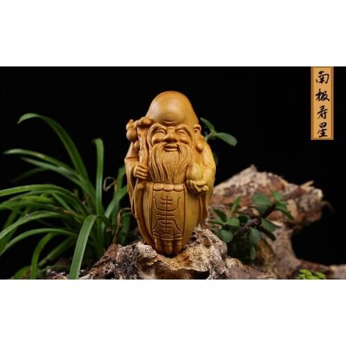 Boutique boxwood tallado piezas de mano lobular honeysuckle tallado artesanías regalo juego longevity Dios cumpleaños colecci