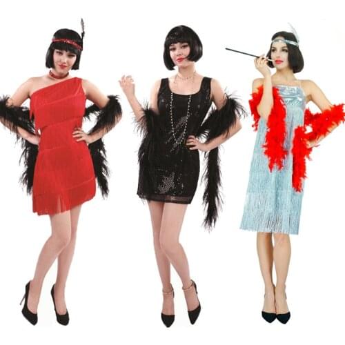 Chrismtas Women Flapper Dress Costume Role Play Purim Party Fancy Dress Red&Black&Sliver Adult Clothes Costumes