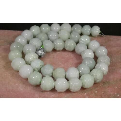 Certified 100% Natural A JADE Jadeite beads Flower Necklace 20 inches 393026