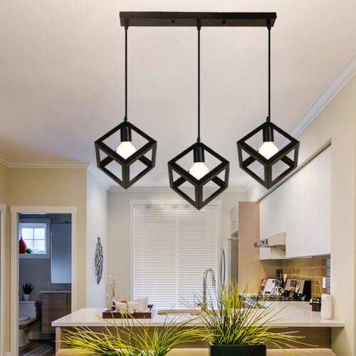 Nordic fashion simple industrial pendant Lamp Retro creative iron lrestaurant chandelier bar villa dining room decorative lamp