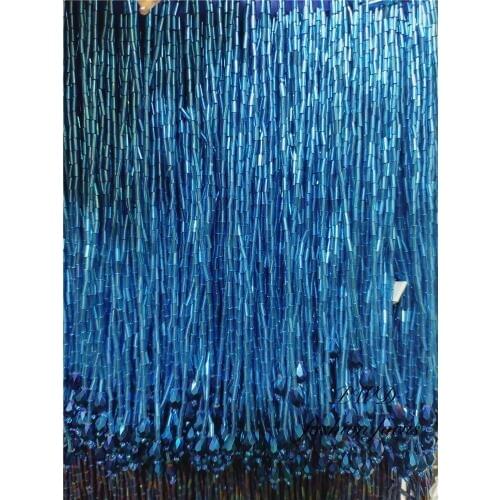 Glass glossy transparent long fringe beads trim for clothing beads tassel trim for curtains party dress