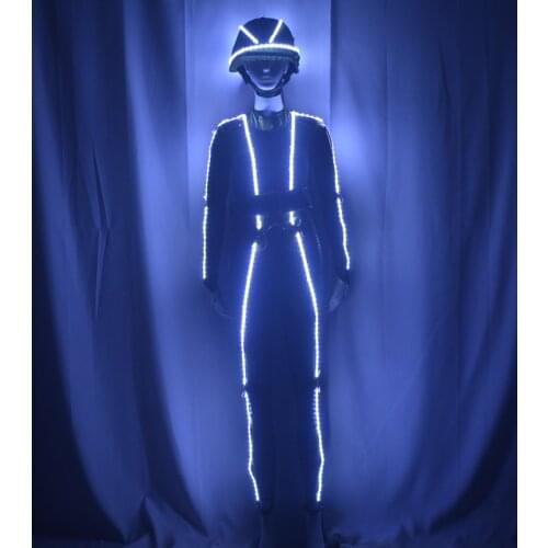 LED luminous jumpsuit helmets nightclub bar performance costume GOGO stage show dance costume