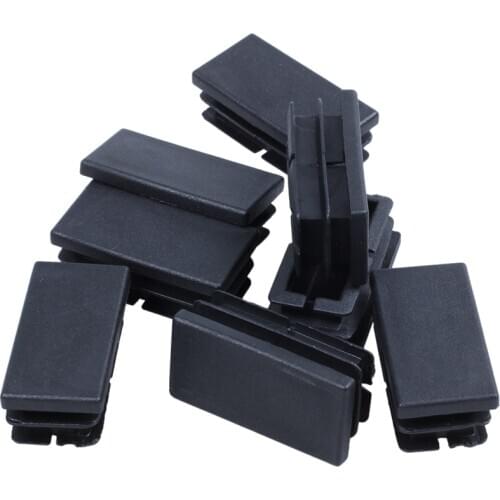 WSFS Hot 8 Pcs Black Plastic Rectangular Blanking End Caps Inserts 20mm x 40mm