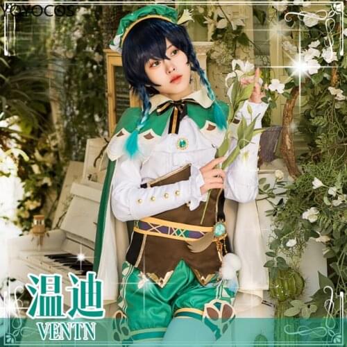 YOYOCOS Genshin Impact Venti Cosplay Cute Wind Suit Game Costumes Sexy Women Halloween Holiday Clothes New Anime Trench Coat