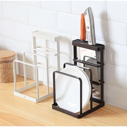 Iron art kitchen knife rack drain rack Japanese style cutting board storage rack vertical knife rack kitchen product