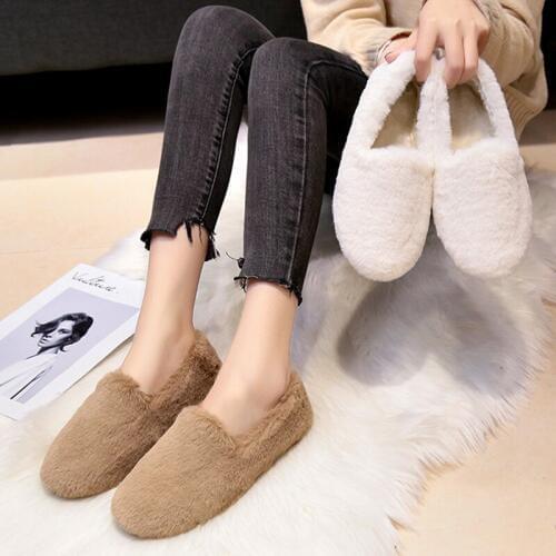 Weweya Size 40 New Home Women Fur Ankle Boot Indoor Women Winter Boots Warm Flat Fleece Boots Faux Fur Winter Shoes Ladies