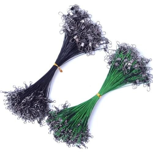 10pcs Anti Bite Steel Fishing Line 15-30cm Steel Wire Leader With Swivel Olta Fishing Tool Lead Core Leash Fishing Leader Wire