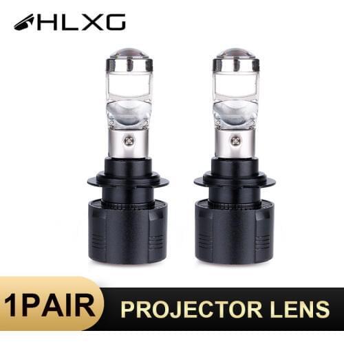 HLXG 2x LED lamps H7 lamp 28W 12V 10000LM 6000K IP68 Mini Projector bi led lens Car Headlight Bulbs Headlight Kit Fan Cooling