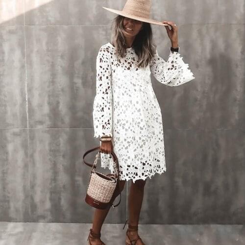 2021 New Lace Flared Sleeve Ruffled Dress Two-Piece Female Spring and Summer Solid O-Neck Elegant Casual Party Dresses S-5XL
