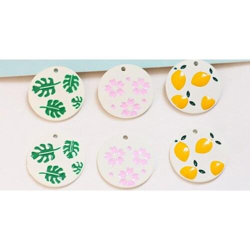 4pcs korean style green leaf flower Earrings For Women Girls lemon figure round simple pendant diy jewelry accessories material