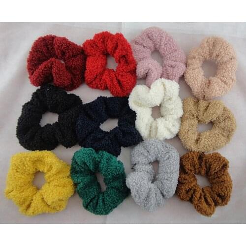5PCS 12.0cm curly velvet elastic hair scrunchies for womens girls Teddy plush hair ties ponytail holders hair bands