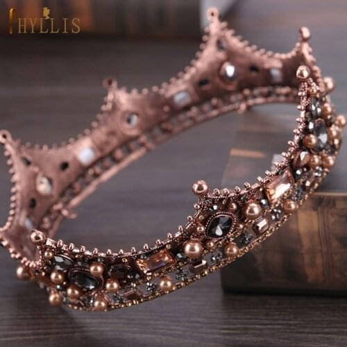 A56 Vintage Baroque Headband Bridal Tiara Crown Crystal Queen King Crown Wedding Hair Jewelry Accessories Pageant Headpiece