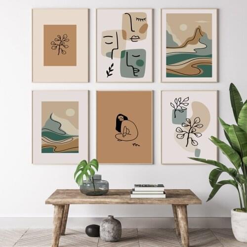 Boho Abstract Landscape Nude Women Flower Canvas Painting Wall Art Nordic Posters and Prints Wall Pictures for Living Room Decor