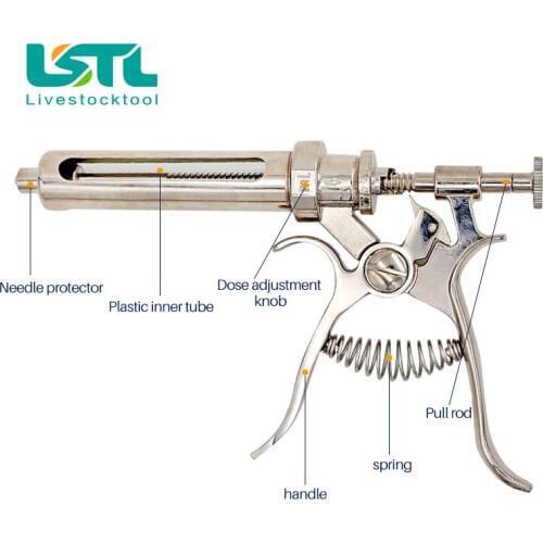 Automatic Livestock Continuos Injection Veterinary 10ml 20ml 30ml 50ml Farm Animal Pig Chicken Cow Metal Poultry Veterinary Tool