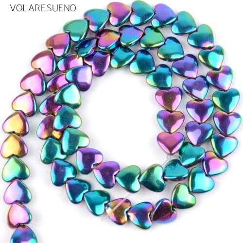 Multicolor Love Heart Hematite Stone Heart Loose Beads 15” Pick 6x5mm 8x6mm Spacer Beads For Necklace Accessory Jewelry Making