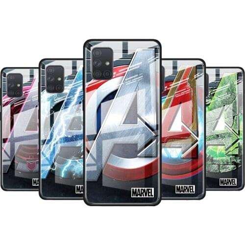 Marvel logo for Samsung Galaxy S21 Ultra A71 A51 4G 5G A91 A81 A41 A31 A21 A11 A01 Tempered Glass Phone Case