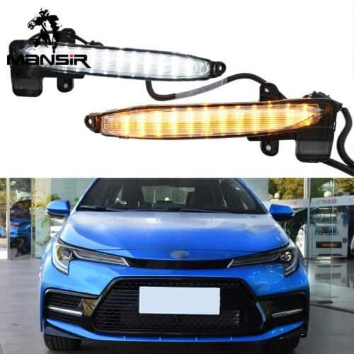 12V LED DRL Daylights For Toyota Corolla SE 2020 2021 Yellow Turn Signal Car Headlamp Daytime Running Light Fog Lamp