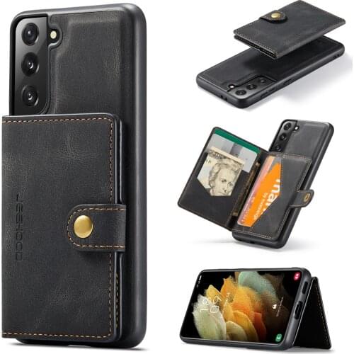 Hybrid 2 Parts Magnetic Adsorption Leather Case For Samsung Galaxy S21 S20 FE Note 20 Ultra 10 Plus 9 8 Flip Card Slots Wallet
