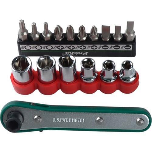 16 in 1 1PK-202A 17pcs Offset Ratchet Socket Spanner set Socket driver set Metal Socket Driver Hex Nut Key Wrench Hand tools