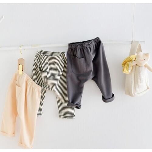 0 to 36m Spring fall Unisex Leggings Girl Combed Cotton Ribbed Leggings Baby Soft pocket design Pant For boy children clothes
