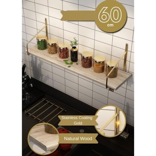 Natural Wood Metal Coat Rack Gold Kitchen Quality Storage Wall Organizer Bathroom Kidsroom Hanger Bookcase Home Decor Household