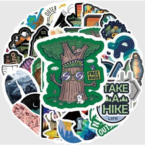 10/50PCS Camping Landscape Stickers Outdoor Adventure Climbing Travel Waterproof Sticker to DIY Suitcase Laptop Bicycle Car