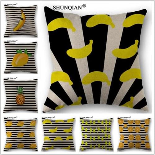 Linen Cotton fruit tree stripe Pillow Cover Custom Print Home Decorative Throw Pillows Cases 45x45cm one side C415115