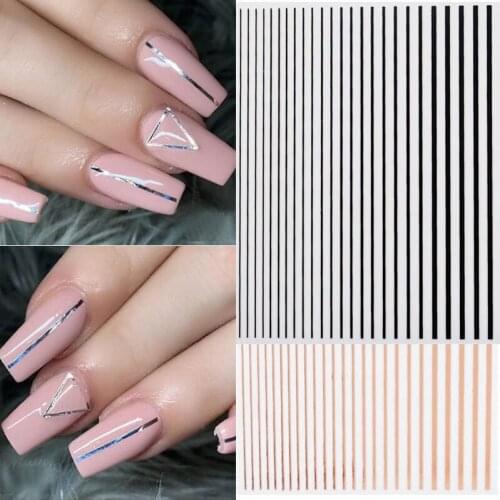 Neon Curve Laser Striping Lines Tape 3D Nail Stickers Manicure French Style Smile Line Nail Foil Laser French Style Self-Adhesiv