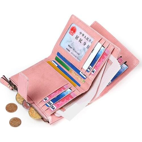 2019 New Korean Retro Oil Wax Cow Leather Short Womens Purse Leather Zipper Lovely Small Change Wallet for Ladies
