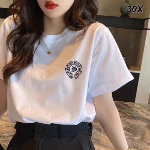 30Pcs/Lot Women New Cotton T shirts Female Soft White Black Tees Lady Plus Size Basic Tops for Summer