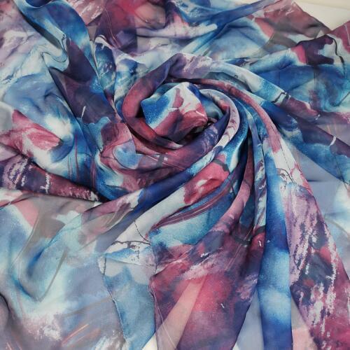 Big Deal Chiffon Fabric 30D Thin Silky Light Flowing Abstract Doodles Soft Breathable DIY dress Scarf Craft Fabric