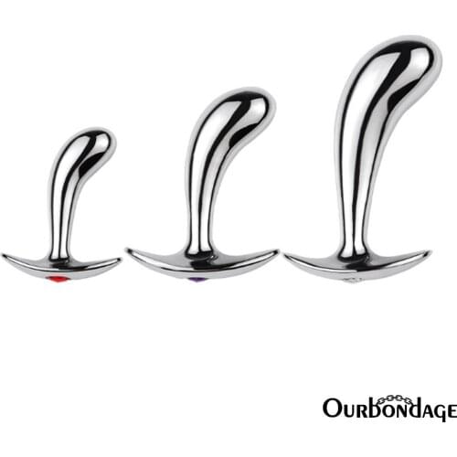 Ourbondage 3 Size Aluminum Alloy Dophin Shape New Style Anal Plug Curve Handheld Butt Plug Prostate Massage Adult Sex Toys Gift