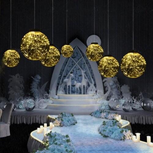 Hanging New LED fantasy starry transparent acrylic ball copper wire luminous ball props wedding decorative ball star road lead