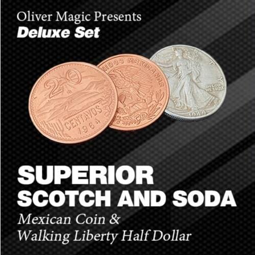 Superior Scotch and Soda Mexican Deluxe Set Double Locking Coins Vanishing Magia Magic Tricks For Professional Magicians