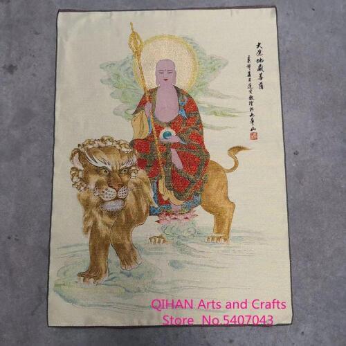 Religious embroidery buddhist statues silk embroidery tanka portrait of the tantra king of the land Tibet brocade painting of th