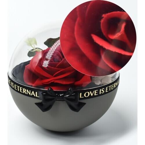 Rose Silk Flower Red Rose In Glass Dome for Party Decoration Mothers Day Valentines Day Present Office Decor Collection